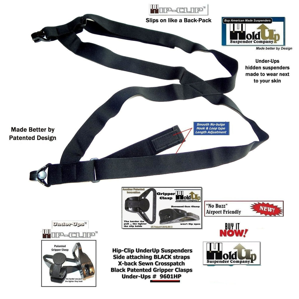 All Black Hip Clip Suspenders V2167