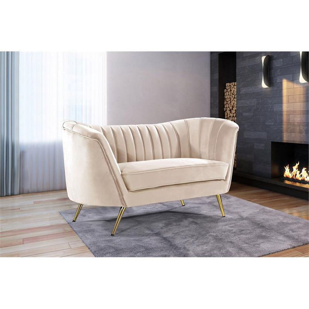 Cream and Gold 3-Piece Accent Chair Loveseat & Sofa Set E6688