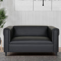 Black Faux Leather Loveseat Sofa with Solid Wood Frame Q8976