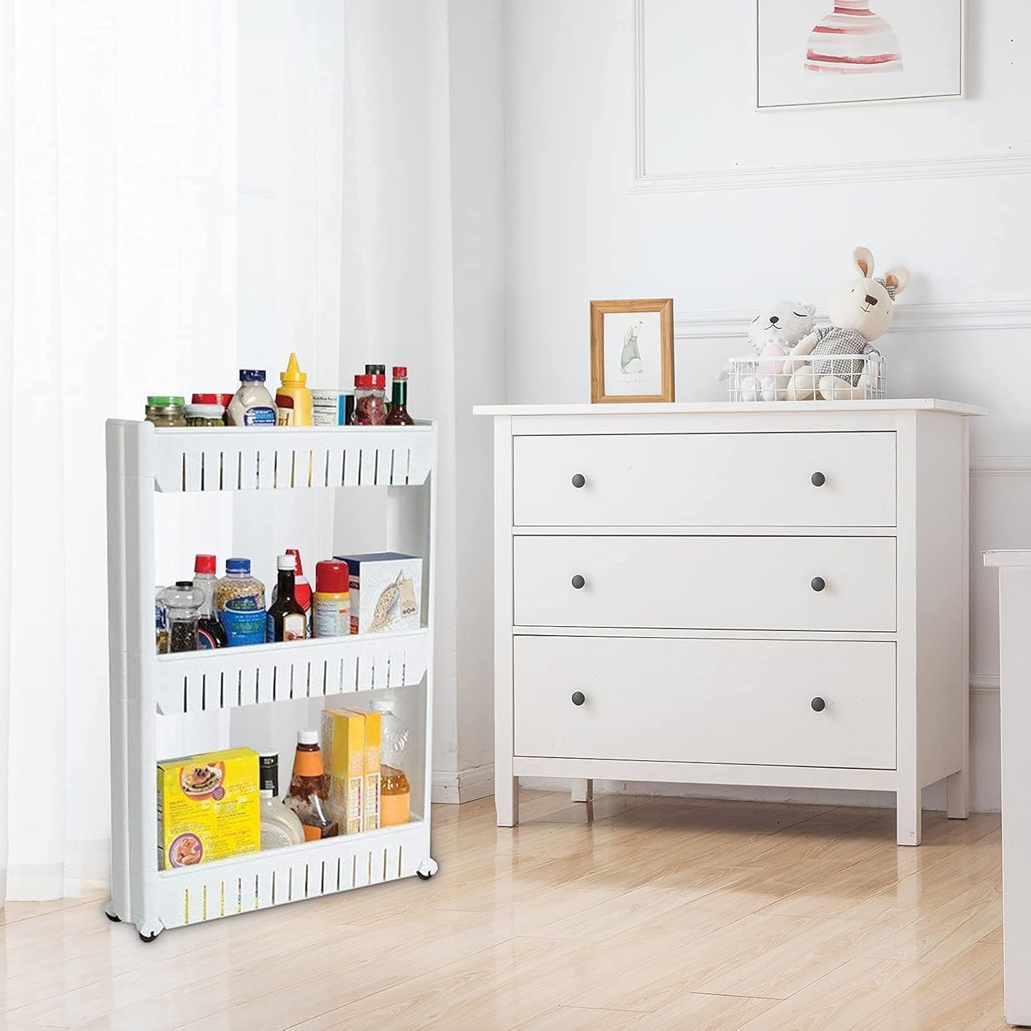 3 Tier Slim Rolling Storage Cart with Wheels C79087