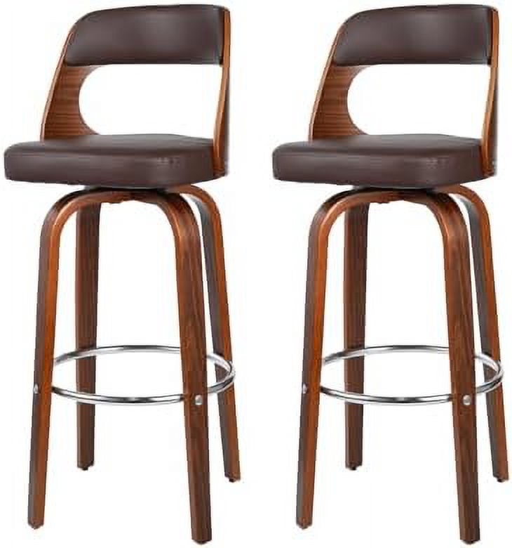 Swivel Barstools with Walnut Finish Wooden Back and Legs (Brown) N7353