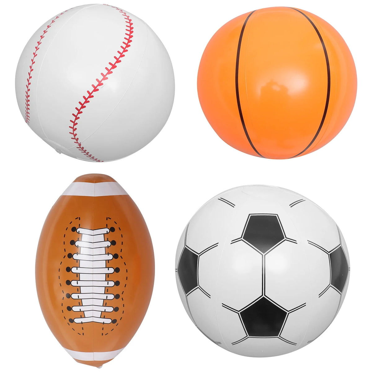 Inflatable Ball 4pcs Beach Ball Soccer Basketball Baseball B1101