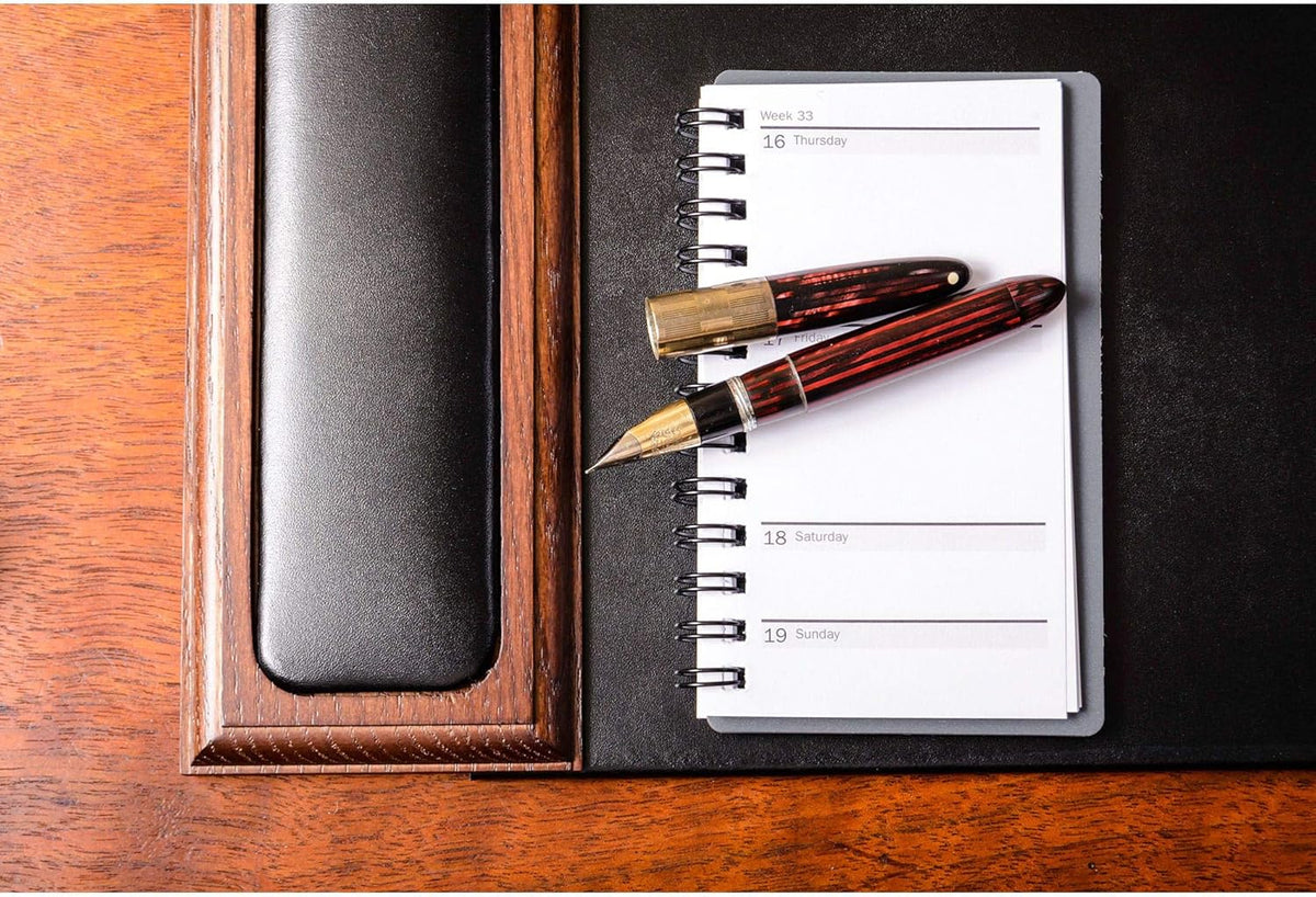 Walnut & Black Leather Desk Pad Q43245
