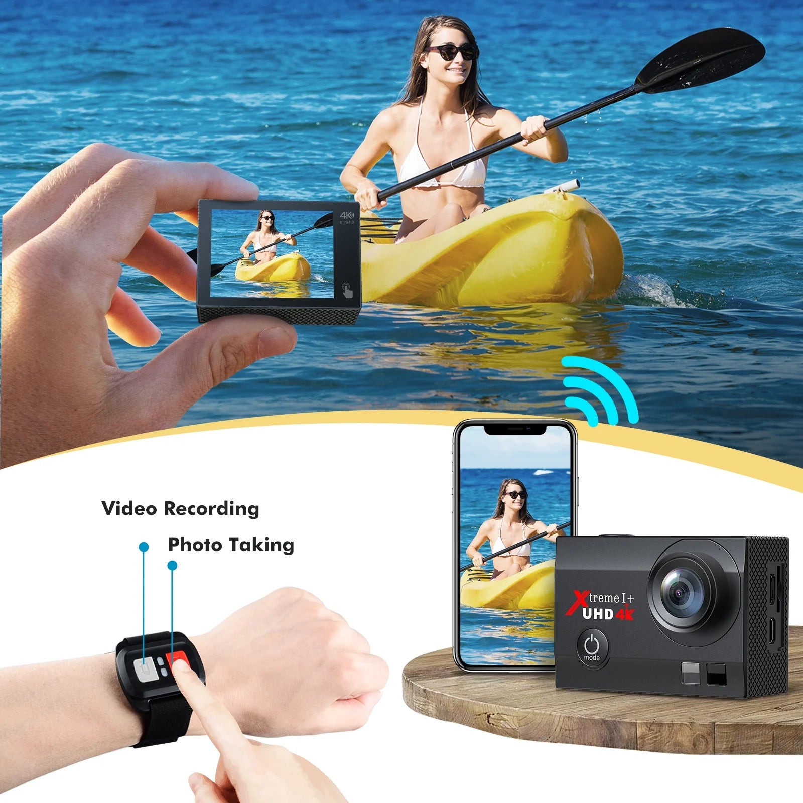 4K 20MP Waterproof Action Camera with WiFi EIS 170° Wide Angle J641403