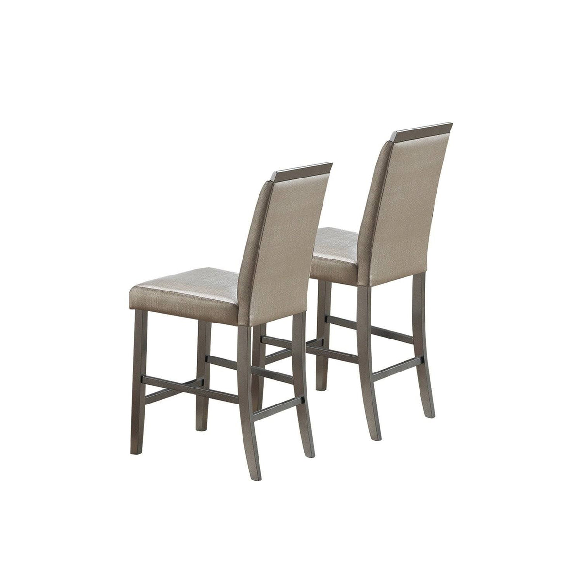 Silver Faux Leather and Wood Counter Height Chairs, Set of 2 R695839