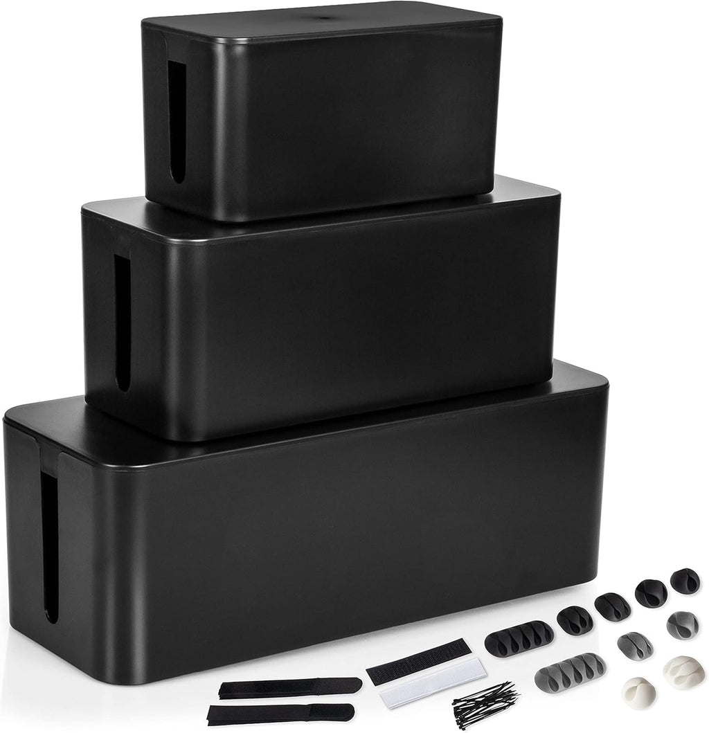 White Cord Organizer with Dark Wood Top, 3 Pack M1472