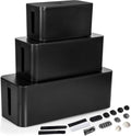 White Cord Organizer with Dark Wood Top, 3 Pack M1472