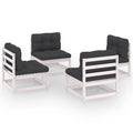 4 Piece White Pinewood Sectional Sofa Set with Cushion C134