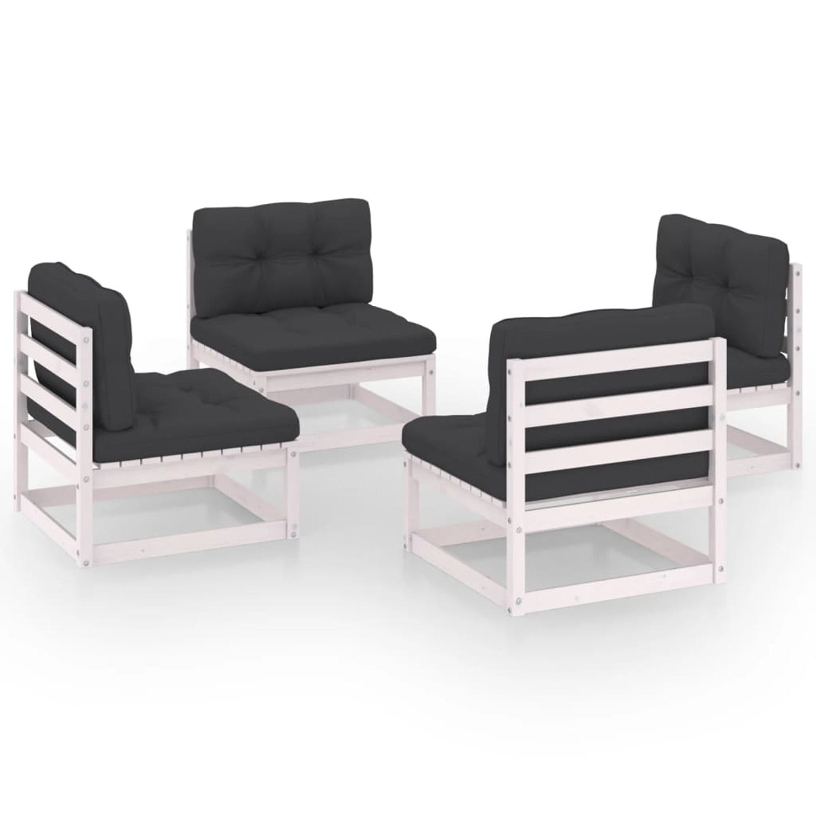4 Piece White Pinewood Sectional Sofa Set with Cushion C134