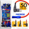 12V Micro2 50 Piece Add-a-Circuit Car Fuse Tap and Holders Pack V709