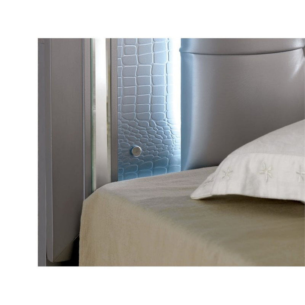 King Faux Leather LED Panel Bed P332