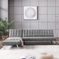 Grey Pu Reversible Sectional Sofa Sleeper with Metal Legs W497700