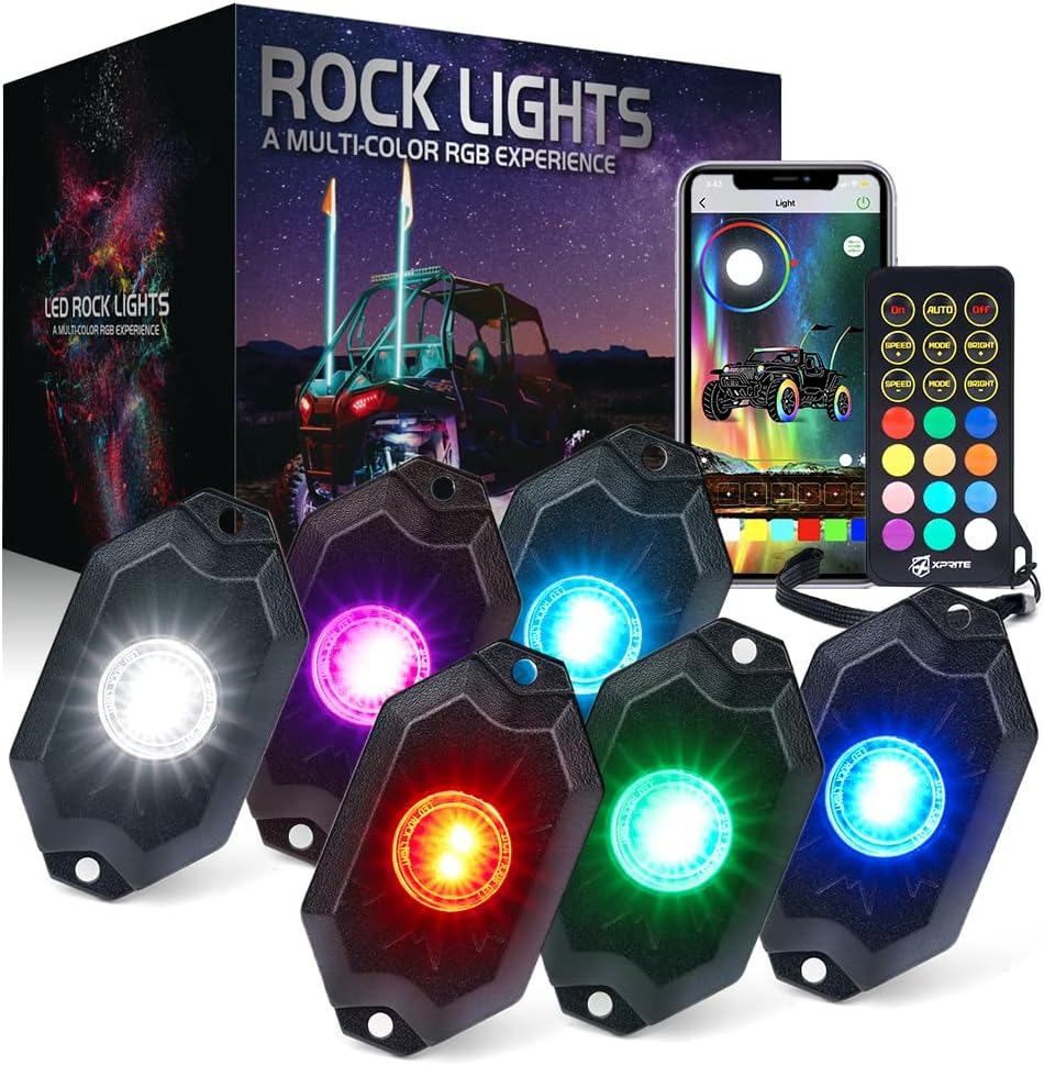 RGBW LED Rock Lights Kit with Bluetooth Controller, 6 Pods C528