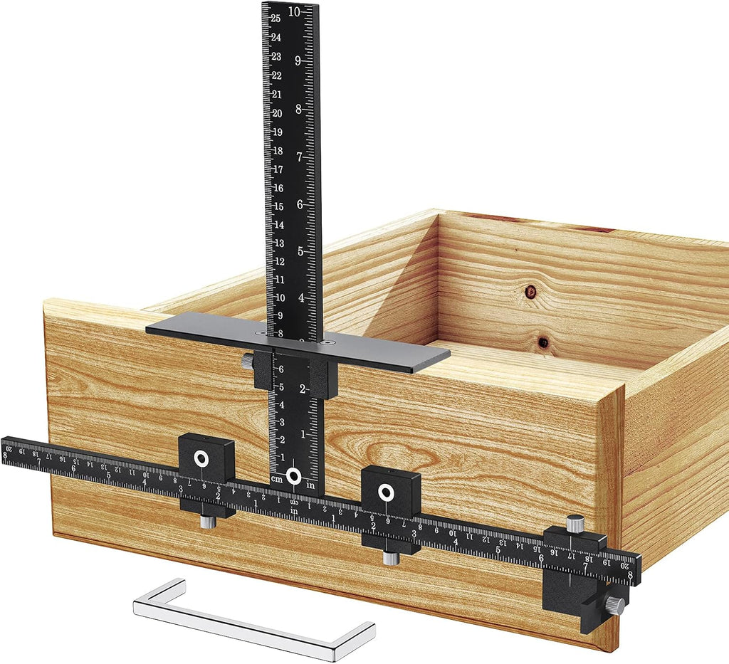 Cabinet Hardware Jig, Adjustable Drill Guide with Punch Locator Templates G148