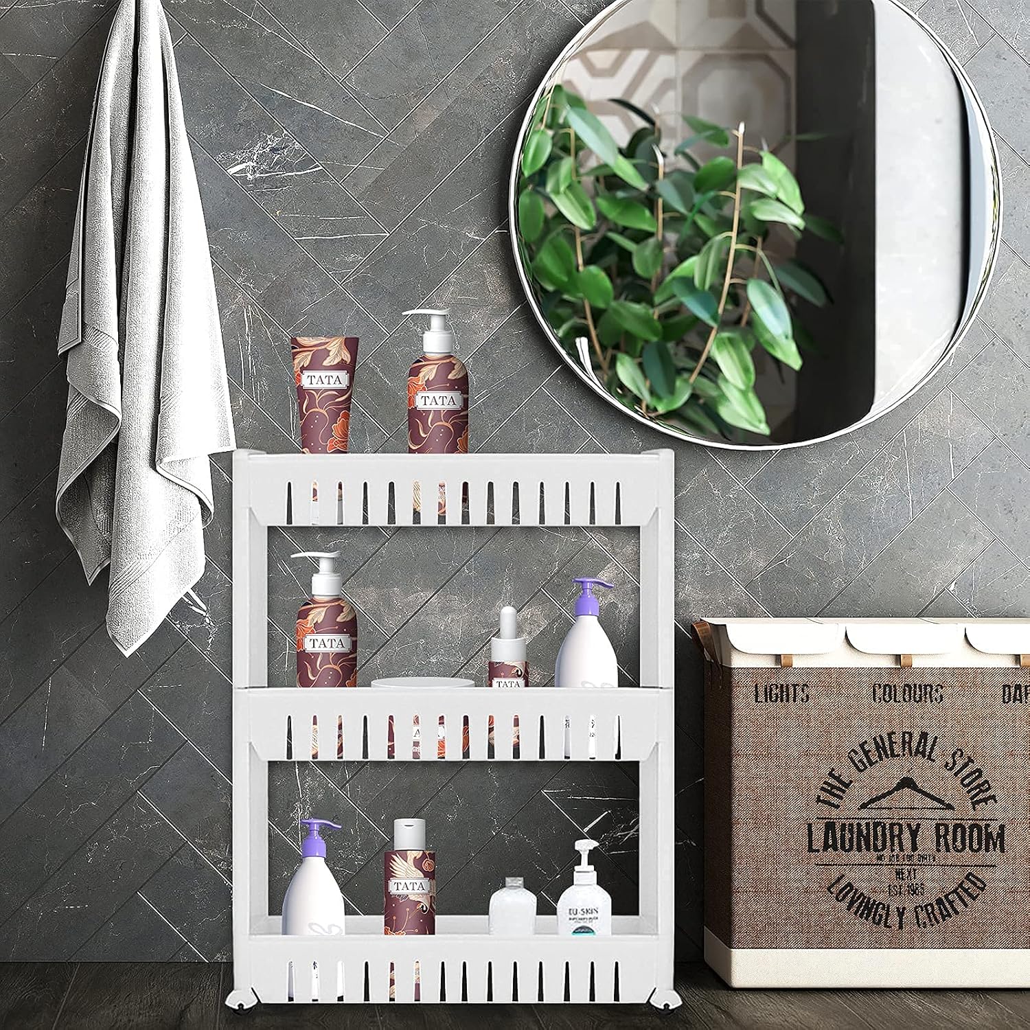 3 Tier Slim Rolling Storage Cart with Wheels C79087