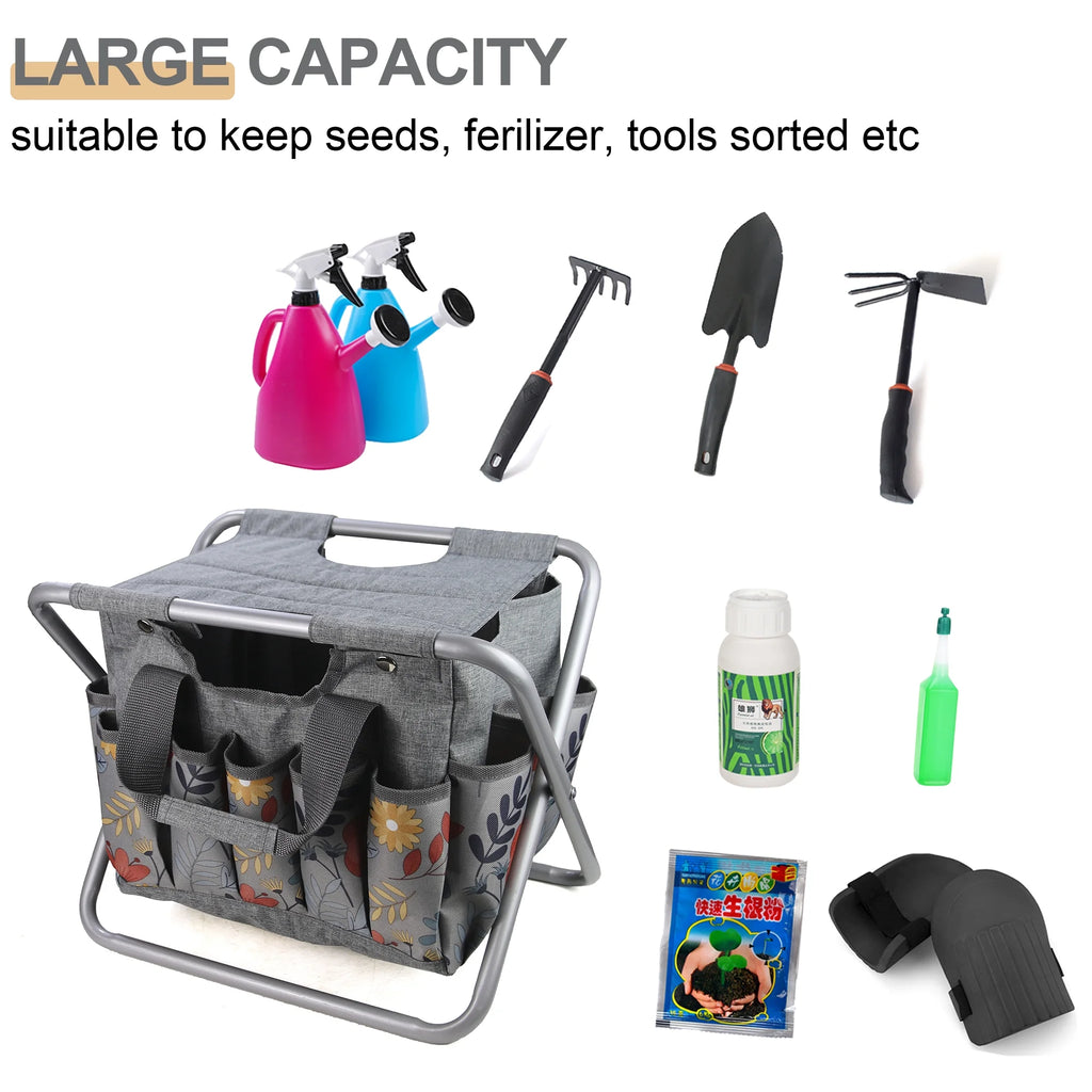 Folding Gardening Stool with Detachable Storage Tote Bag G2688