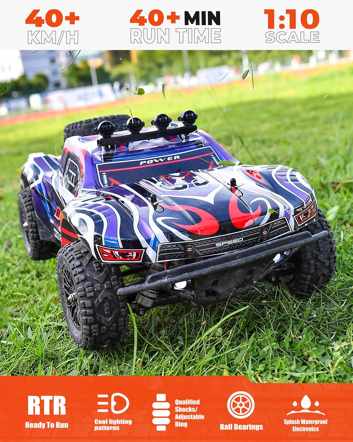 Remote Control Truck 4WD Electric Toy Off Road RC Monster Vehicle Car Crawler with 2 Rechargeable Batteries Y705