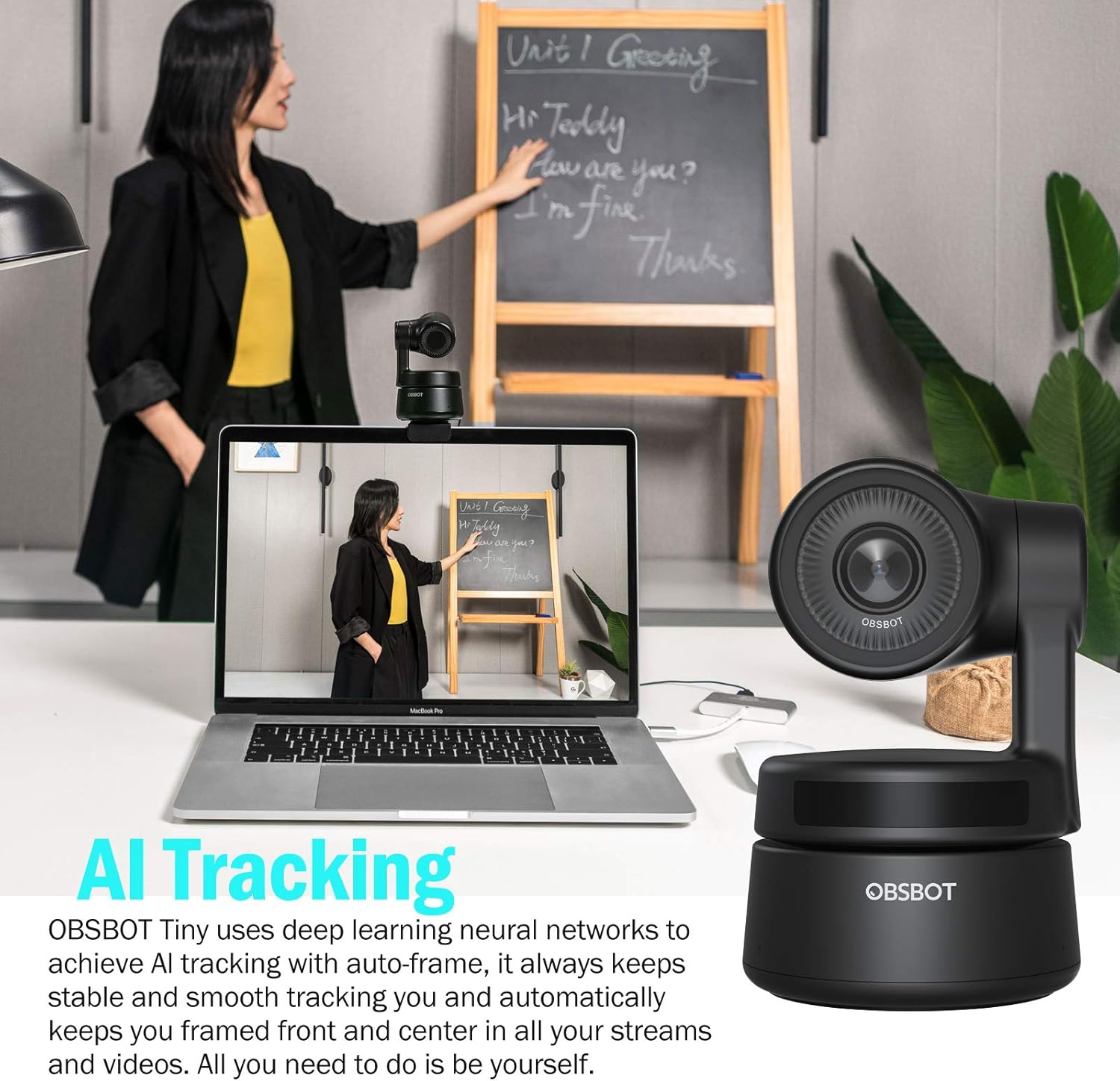 PTZ Webcam with AI Framing and Autofocus, Full HD 1080p Z46599