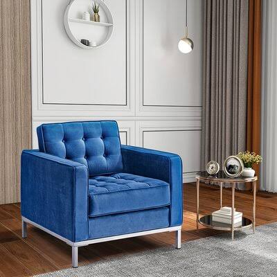 Navy Velvet Tufted Armchair O57275