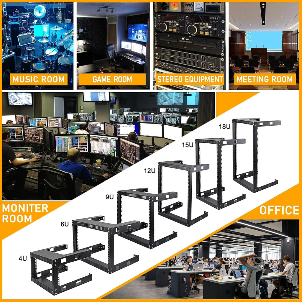 Black 15U 19 Wall Mount Shelf Network Rack I497