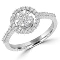 0.4 CTW Round Diamond Halo Cluster Engagement Ring in 14K White Gold Q3745