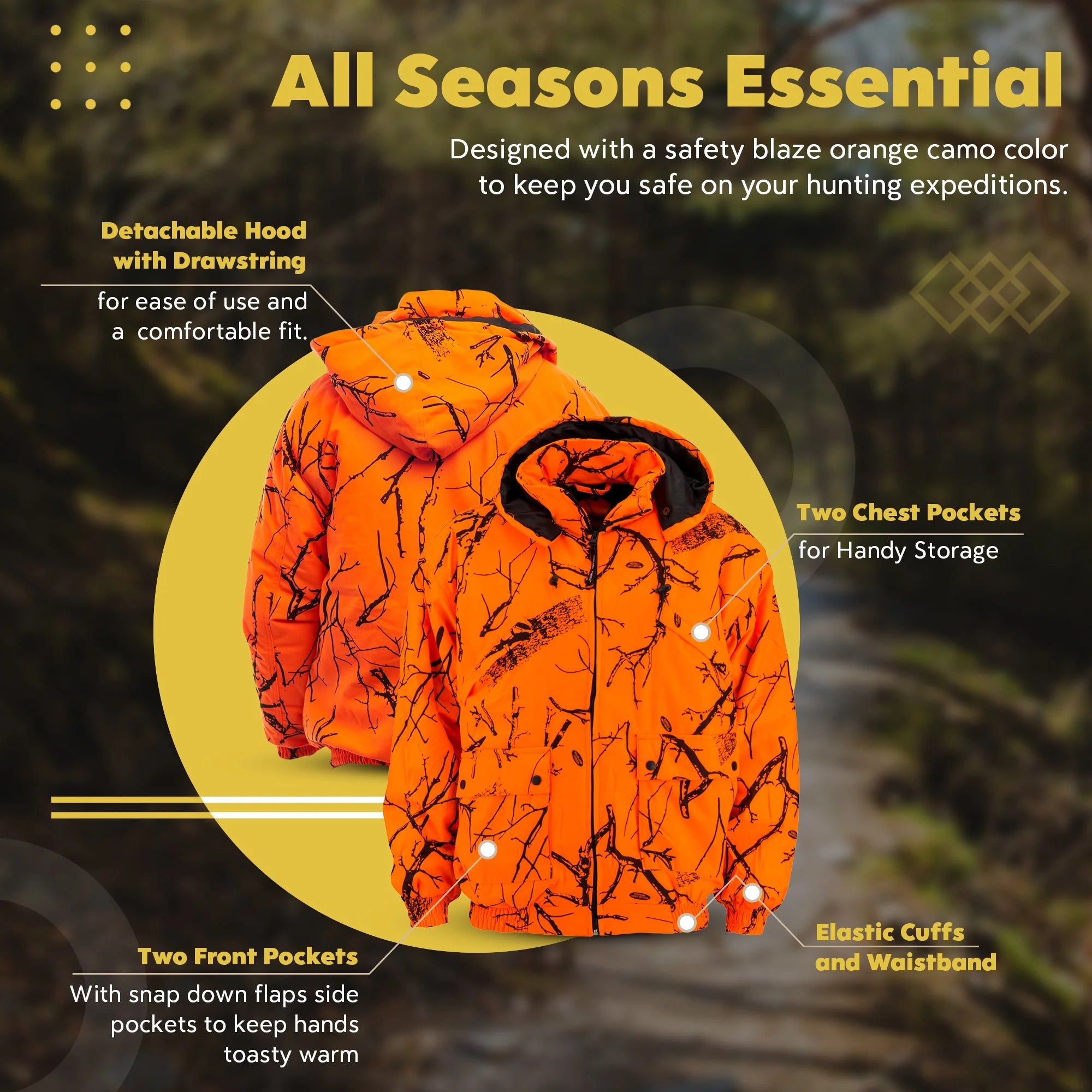 Blaze Orange Camo Insulated Waterproof Safety Tanker Jacket X907004
