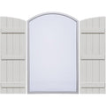 Rustic Faux Wood Shutters with Elliptical Arch Top I2145