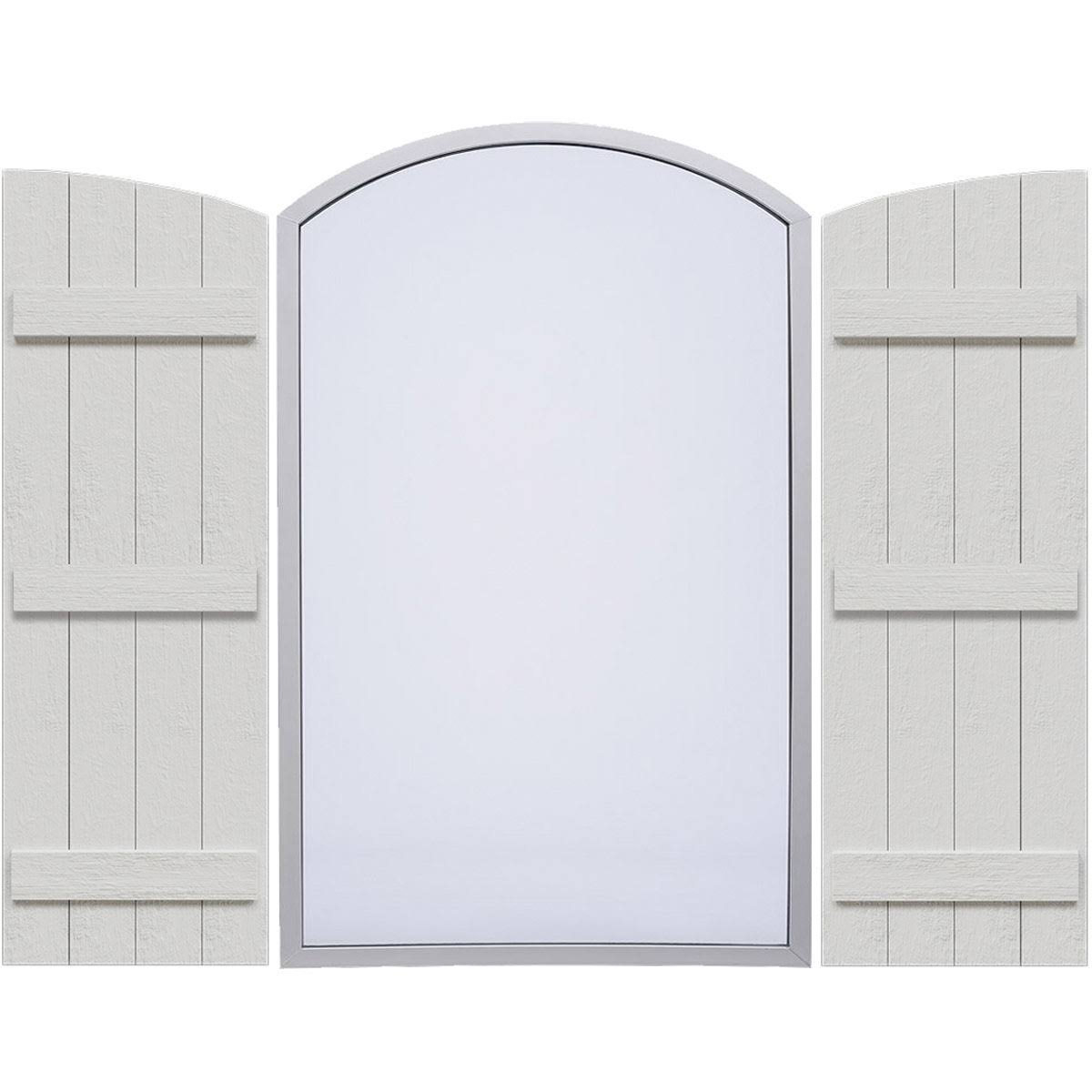Rustic Faux Wood Shutters with Elliptical Arch Top I2145