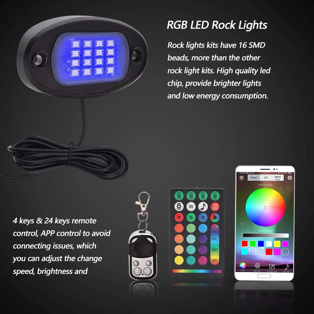 10 Pods RGB LED Rock Lights with Remote Control U160287