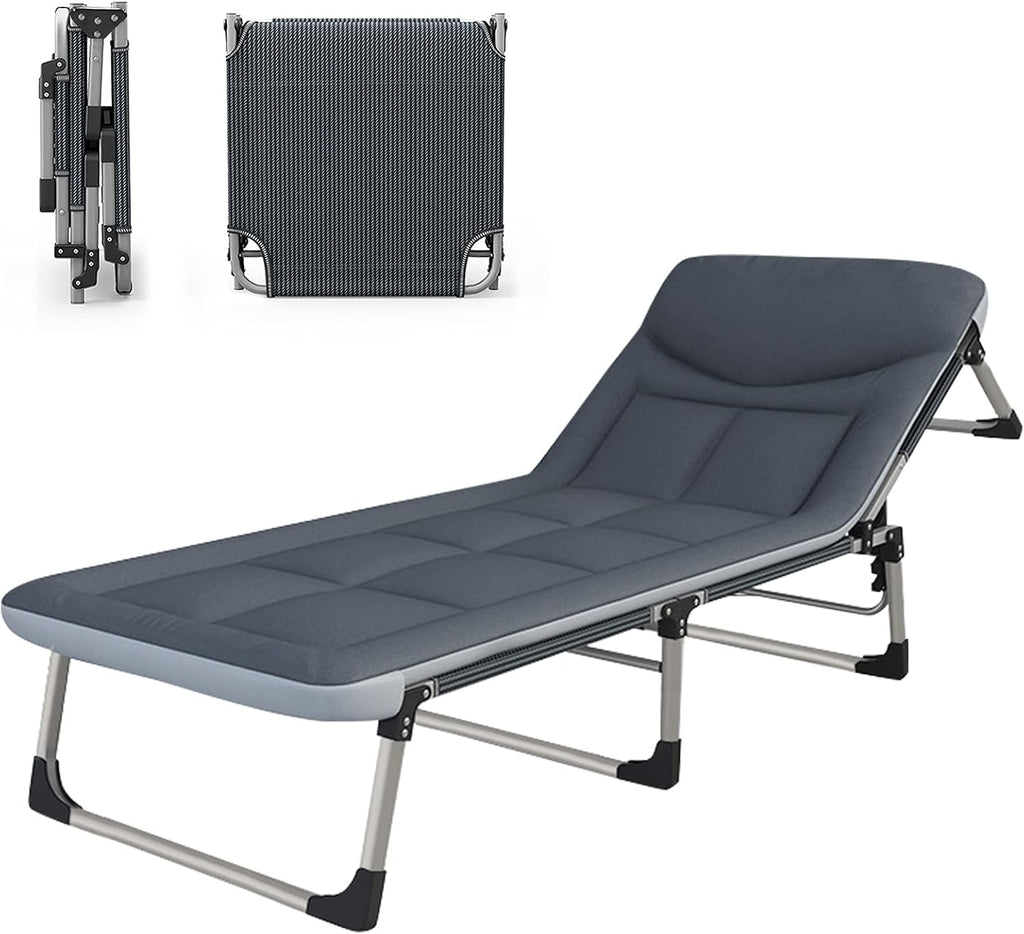 Adjustable 4-Position Folding Reclining Lounge Chair with Mattress D49509