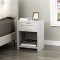 Pale Oak Nightstand with Drawer and Storage Shelf P42250