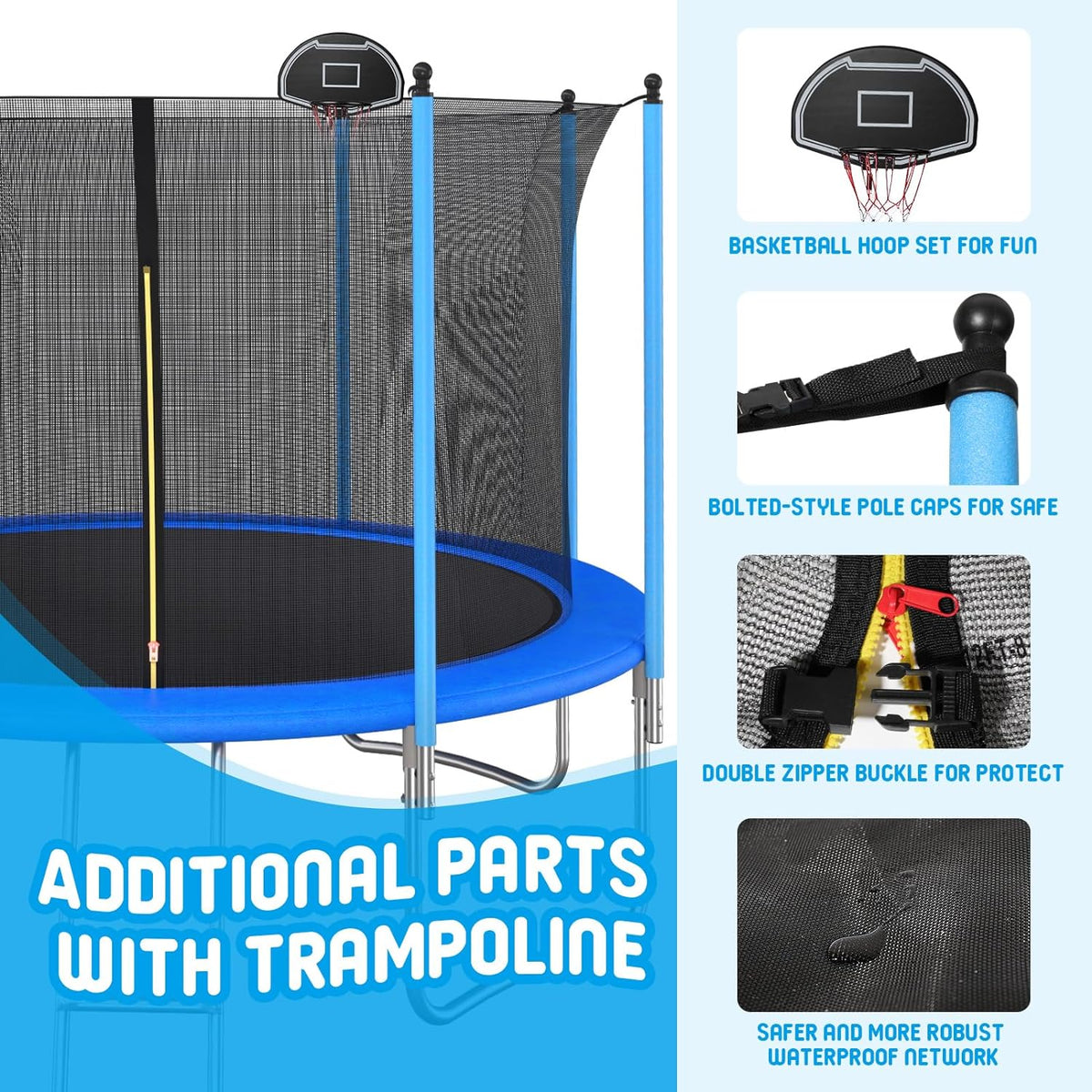 12FT Trampoline with Steel Ladder & 1200lbs Capacity Enclosure Net D98988