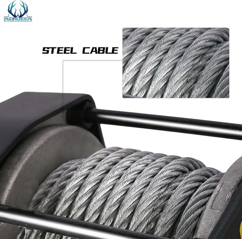 12V 3000 lb Electric Winch Kit with Steel Cable Wire Rope Waterproof IP67 Wireless Remotes C387436