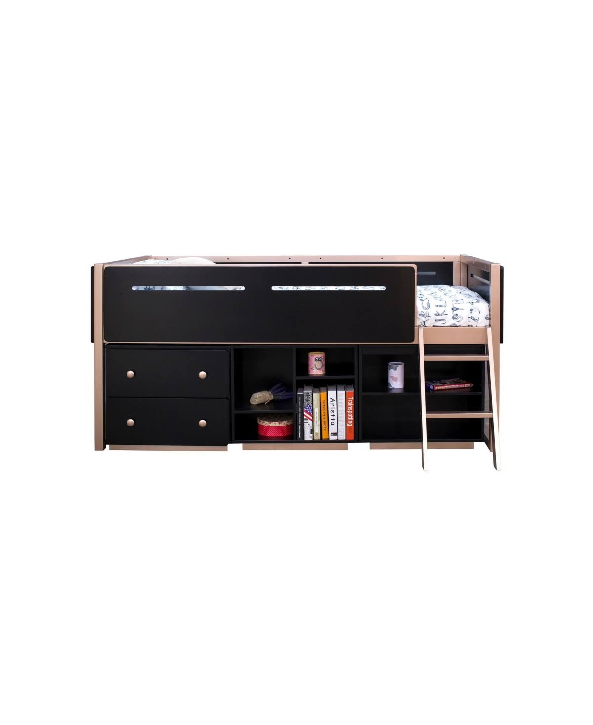 Black Rose Gold Loft Bed D957