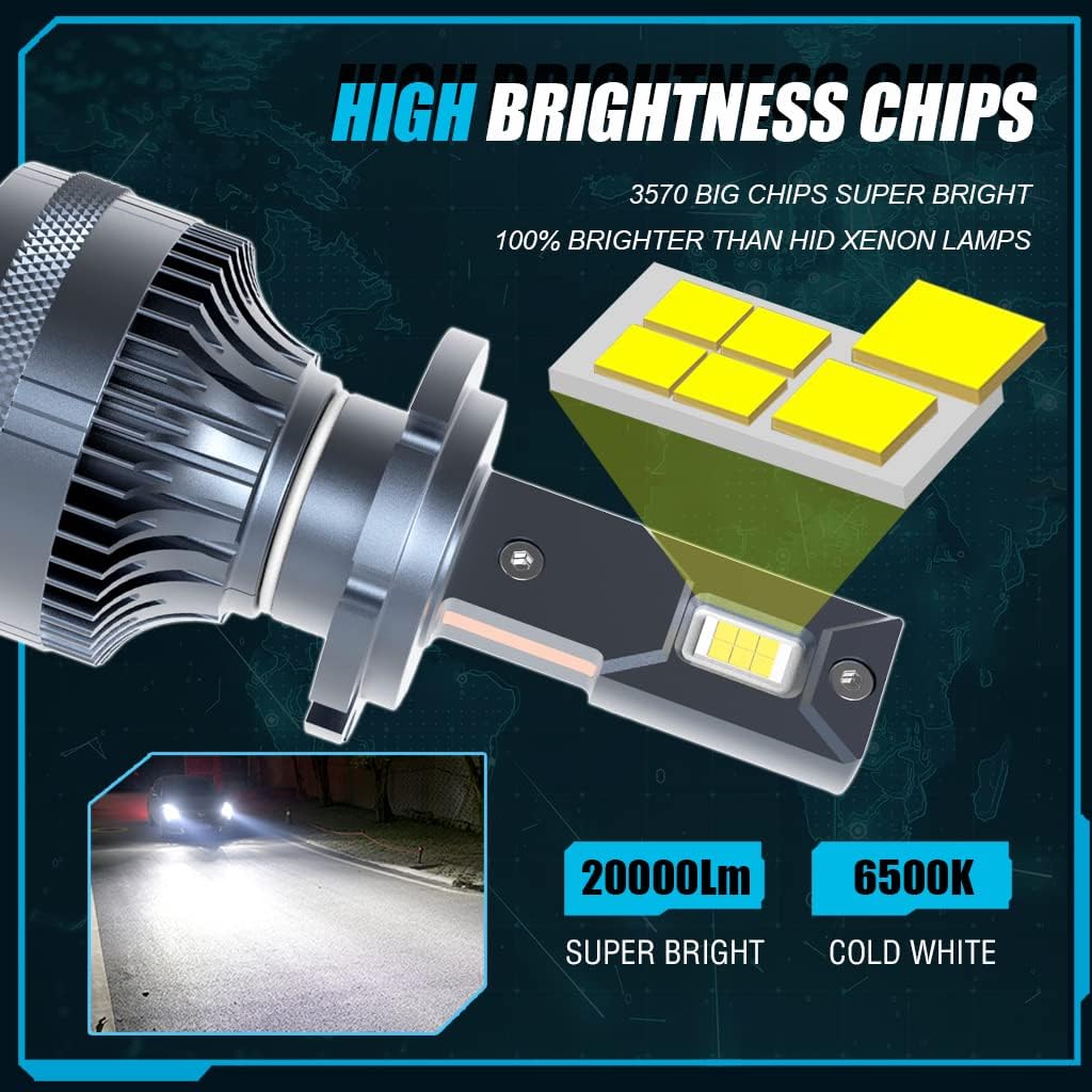 LED Headlight Bulbs Conversion Kit 6500k Cold White Pack of 2 K882