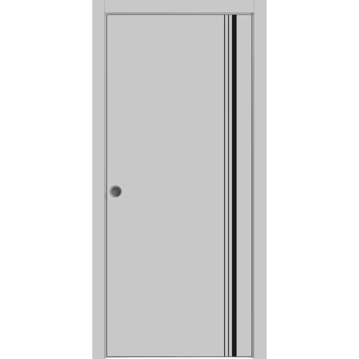 Sliding French Pocket Door 32 x 84 inches with Frosted Glass Solid Wood Interior Door P943352