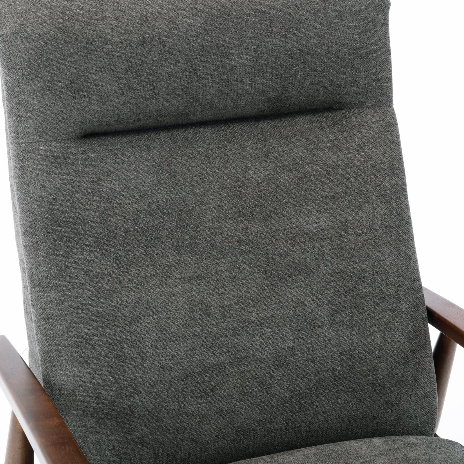Charcoal Polyester Fabric Wood Arm Push Back Recliner A9136