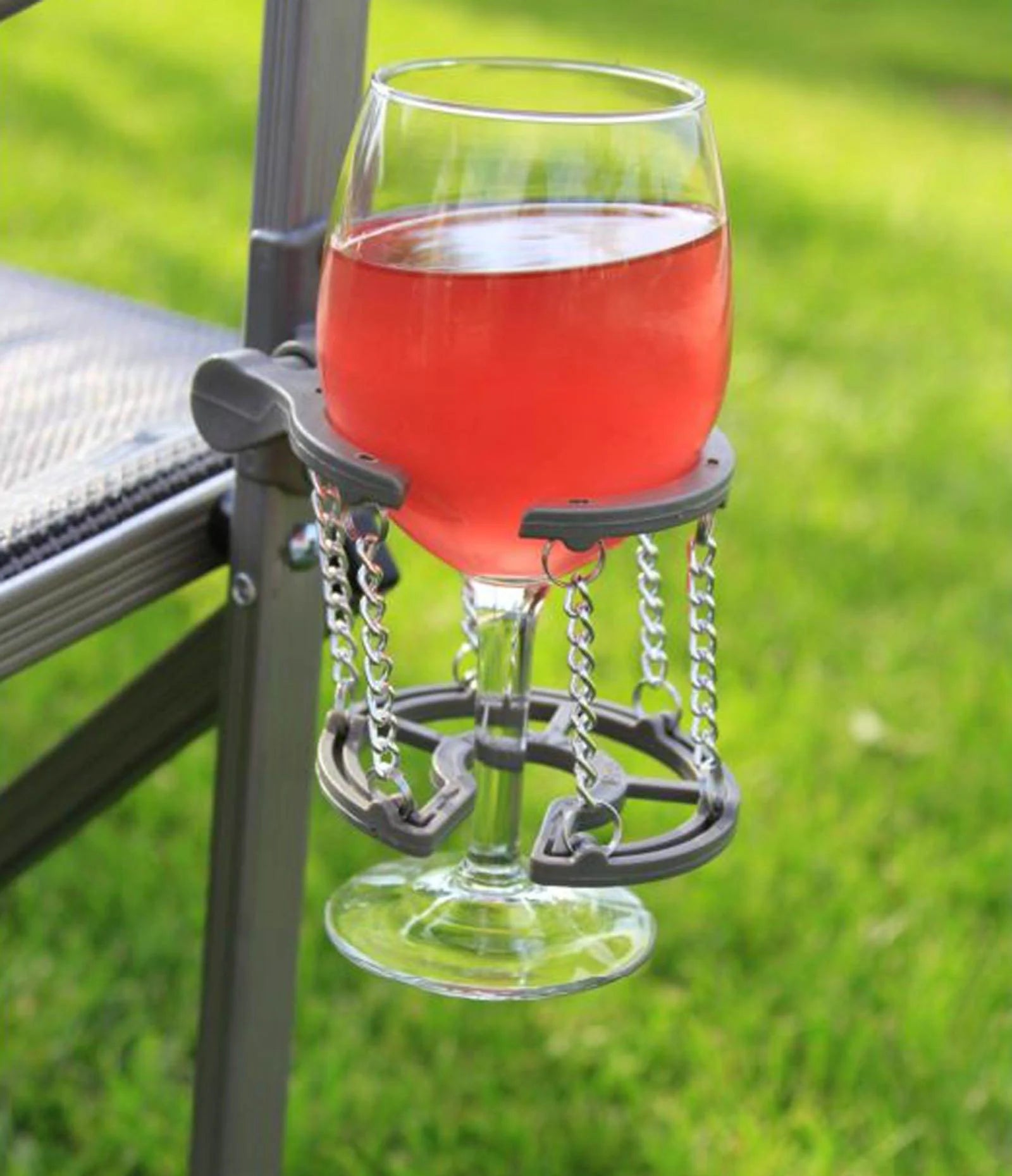 Gray Sling Chair with Drink Holder H569