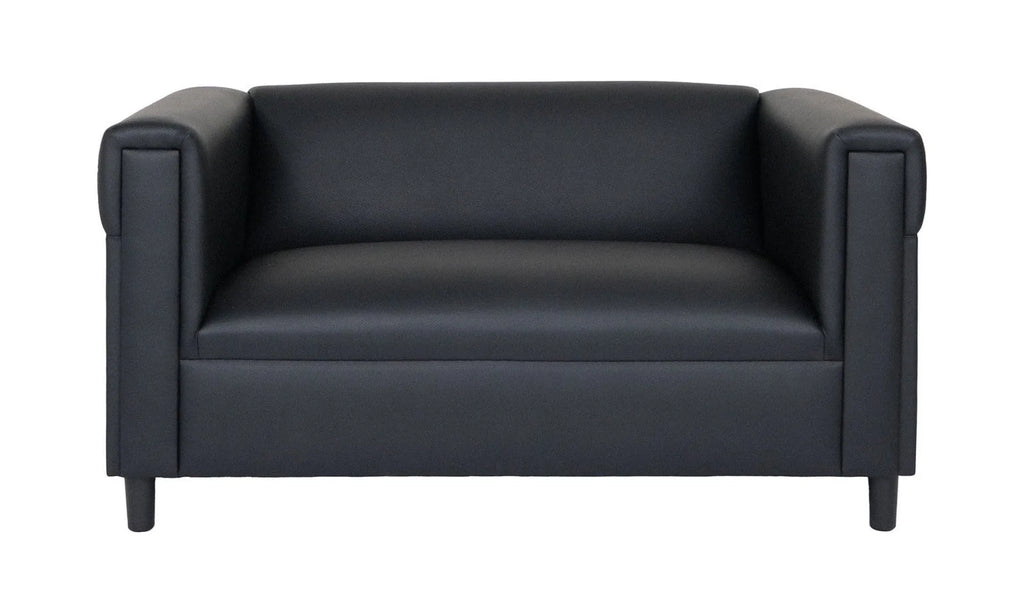 Black Faux Leather Loveseat Sofa with Solid Wood Frame Q8976