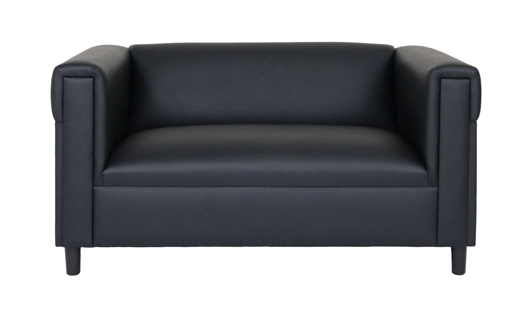 Black Faux Leather Loveseat Sofa with Solid Wood Frame Q8976