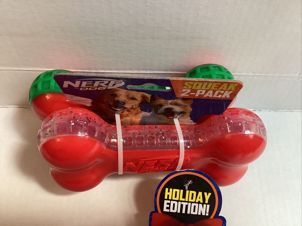 2-Pack Squeak Dog Toy Red/Green U28278