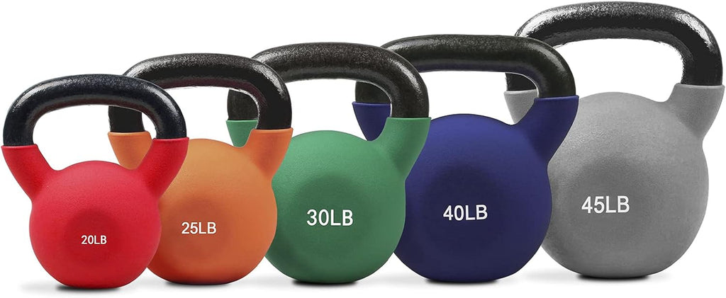 Neoprene Coated Solid Cast Iron Kettlebell 20 25 30 35 40 45 50 LB, Pack of 2 Y648573