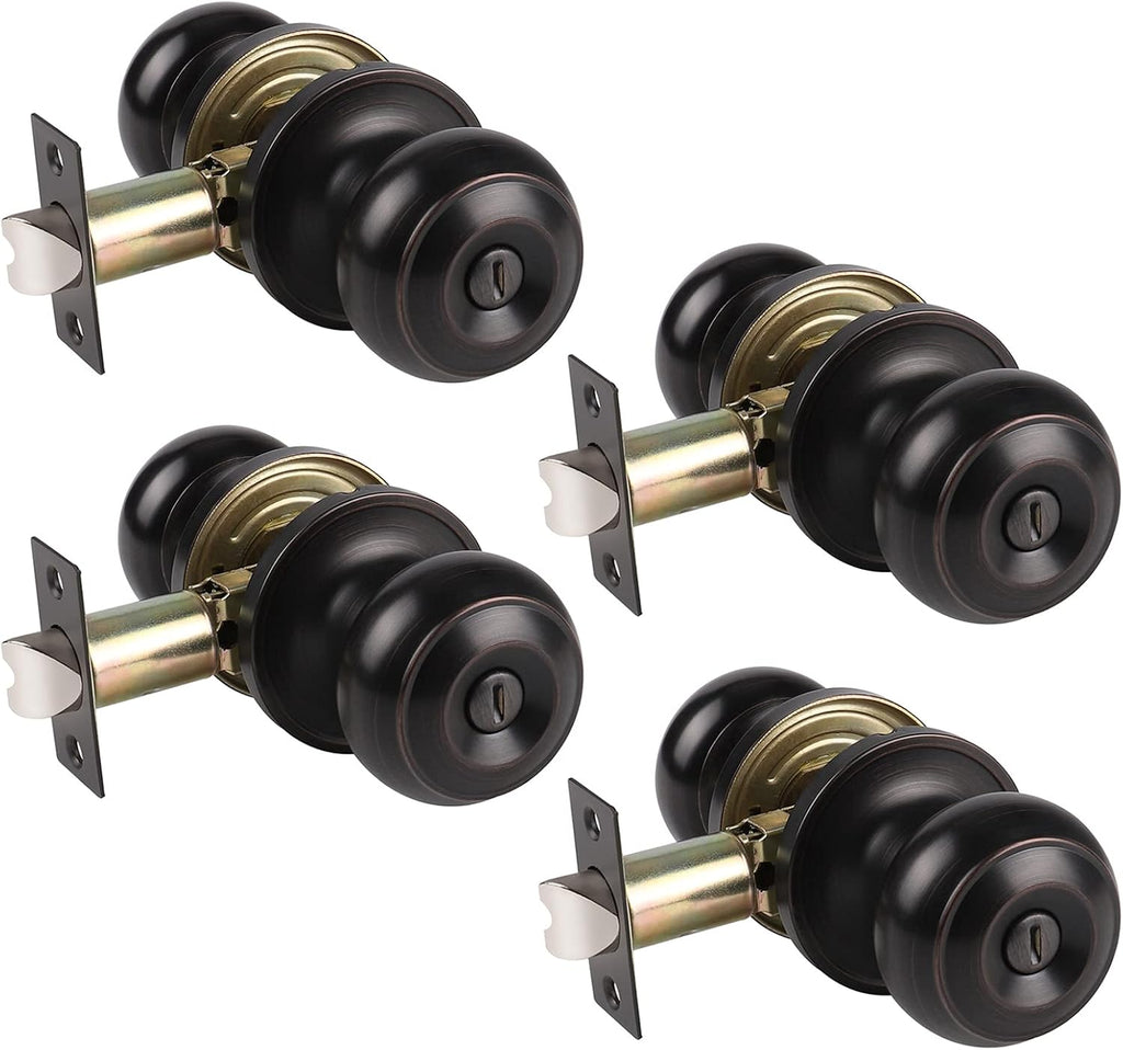 Black Matte Privacy Door Knobs, Thumb Turn Locking, 10 Pack E390
