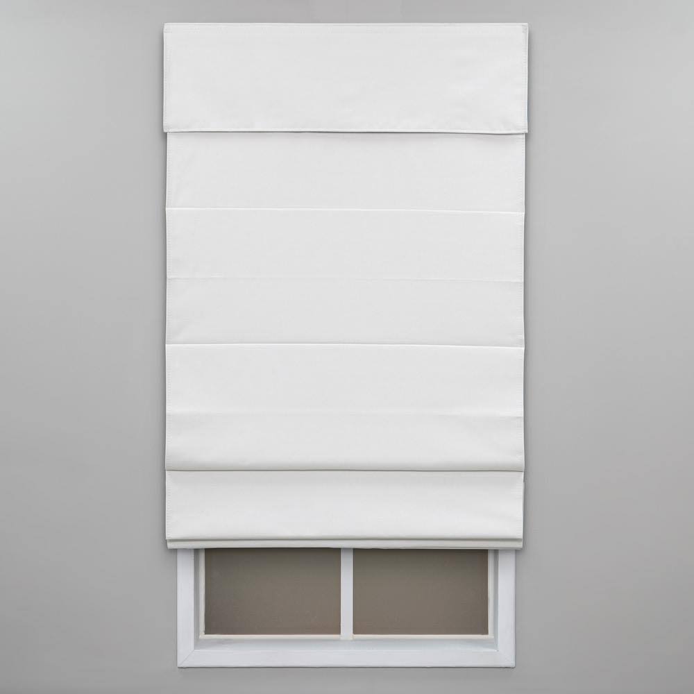 White Cotton Cordless Roman Shade U282093