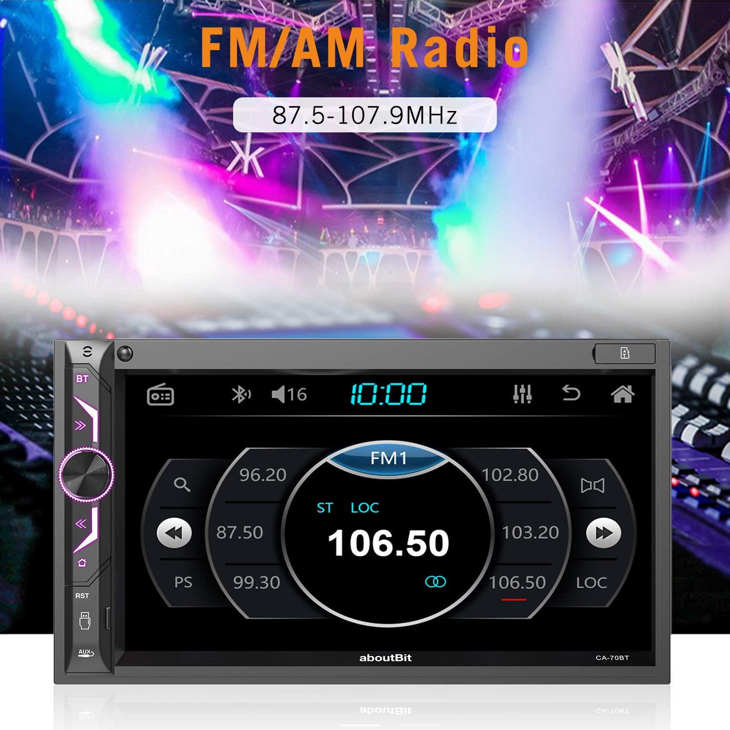 7 inch Double Din Digital Media Car Stereo Receiver with Bluetooth 5.0 Touch Screen S3174