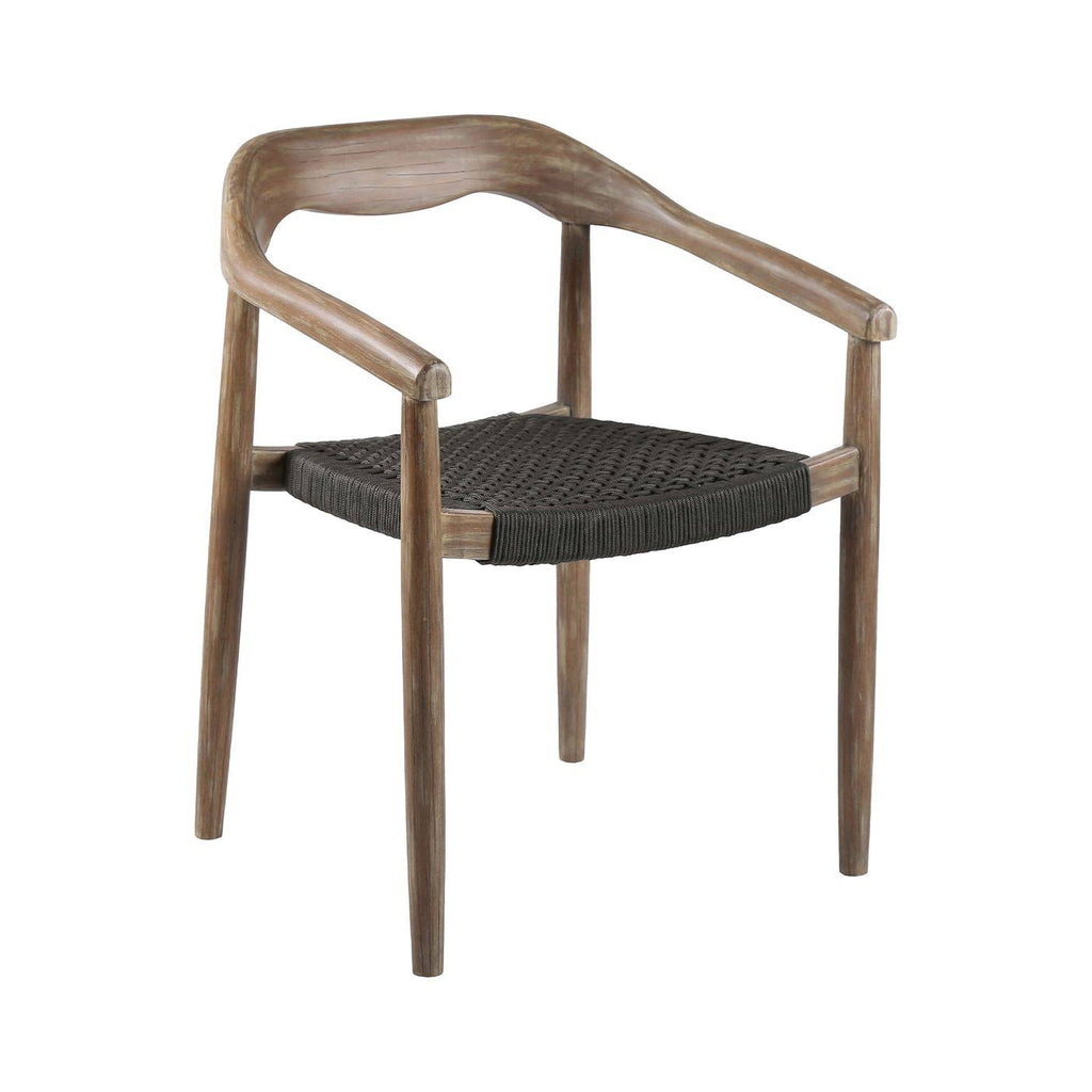 Stackable Eucalyptus Wood Dining Chair with Charcoal Rope (Set of 2) H338