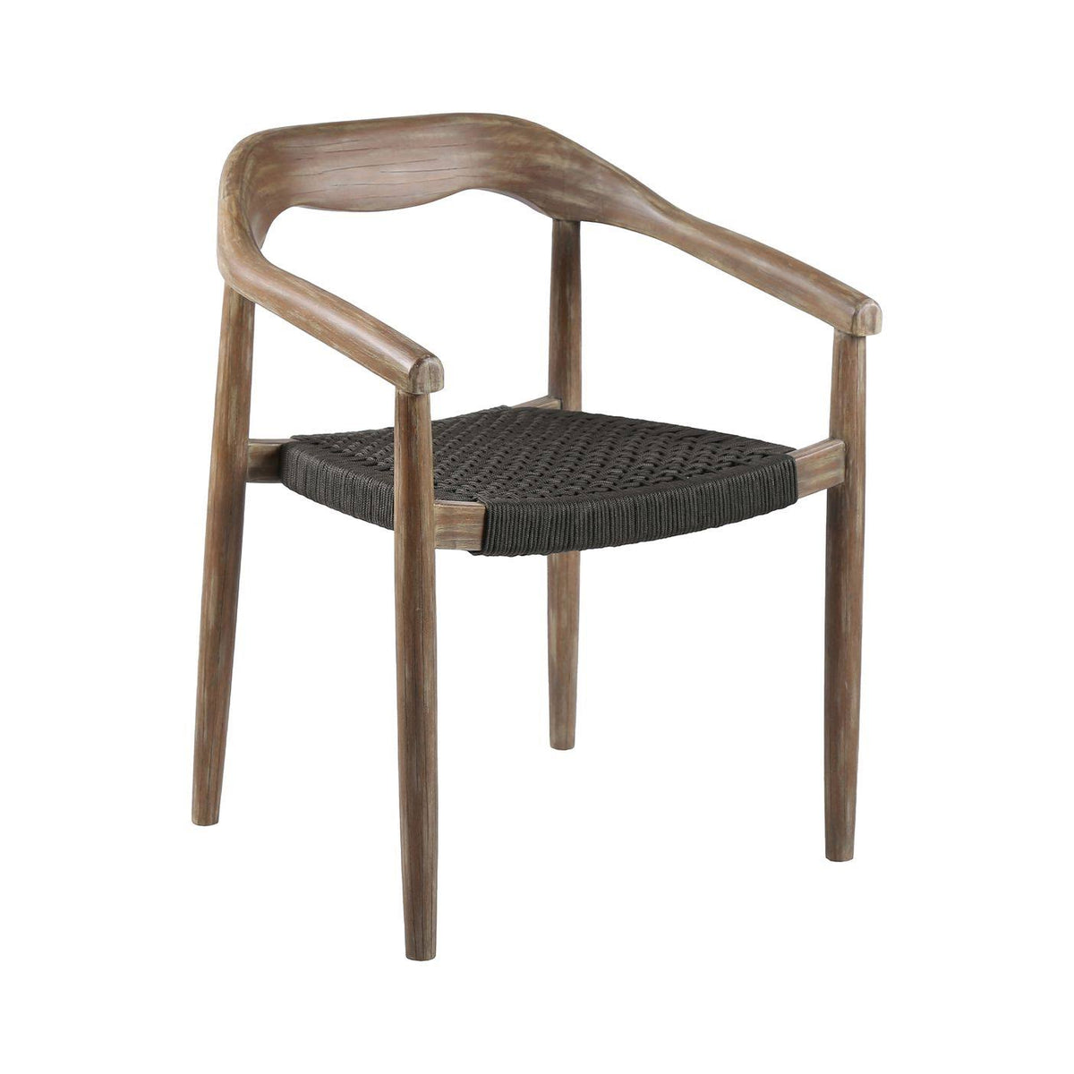 Stackable Eucalyptus Wood Dining Chair with Charcoal Rope (Set of 2) H338