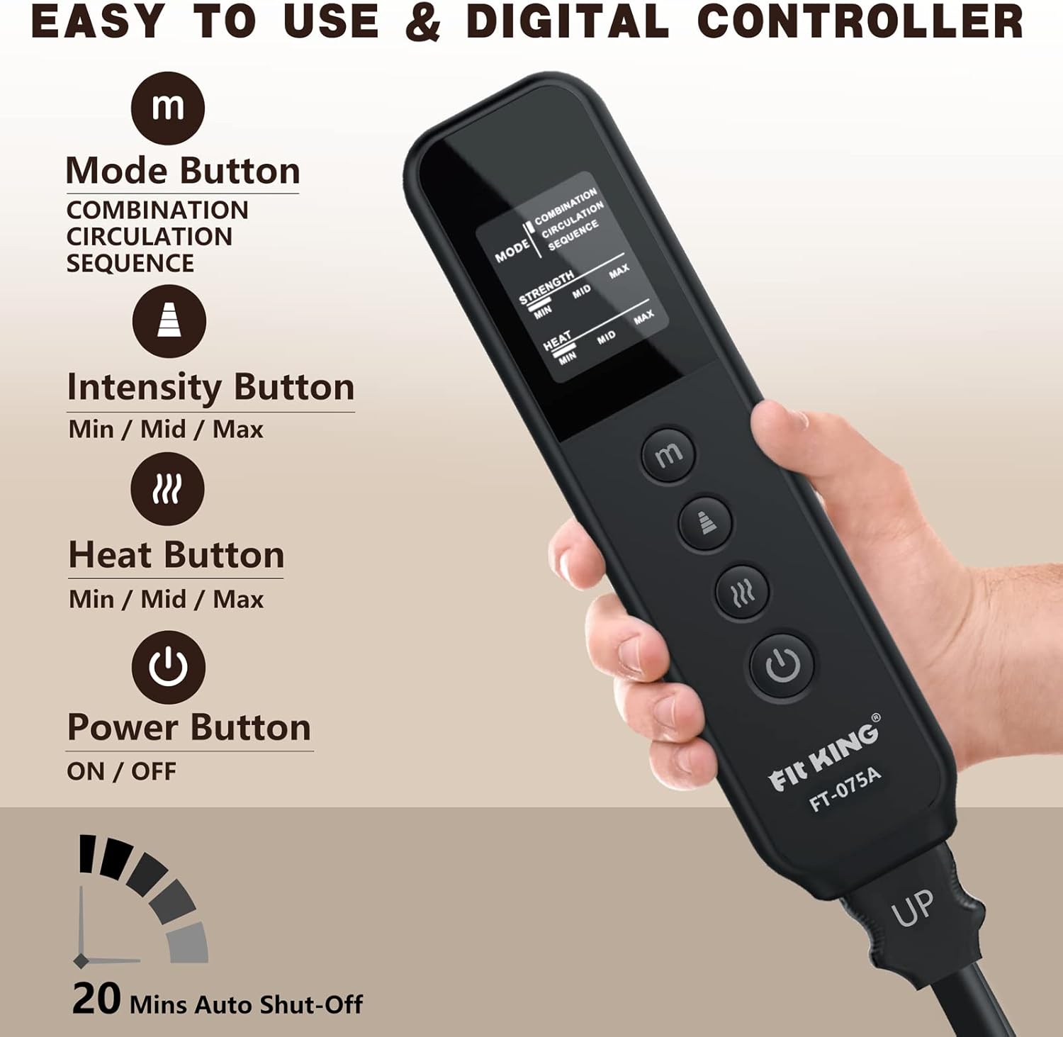 Leg Massager with Heat for Circulation - Foot Calf Thigh Full Leg Compression Massager K8314