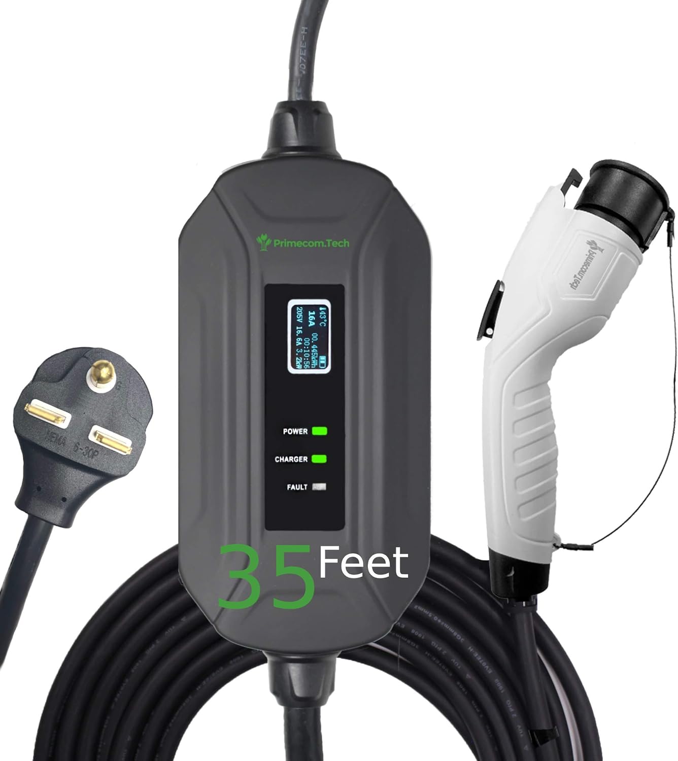 Portable Level 2 Electric Vehicle Charger, 16Amp, 35 Feet K97148