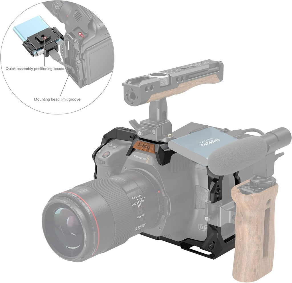 Full Cage for Blackmagic Pocket Cinema Camera 6K Pro with NATO Rail and Cold Shoe Mount E25001